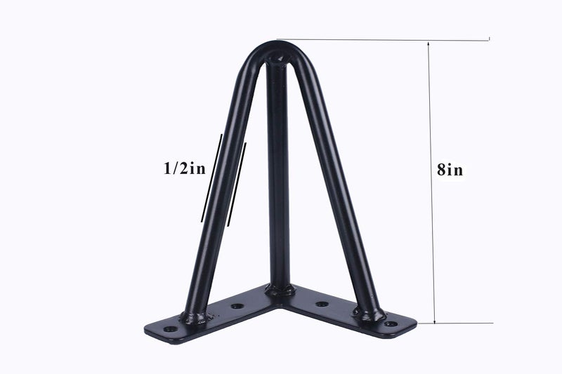 ALXEH 8 Inch Hairpin Table Legs 1/2â€ Dia 3-Rods Hairpin Feet, DIY Black Coffee Table Legs Heavy Duty Metal Furniture Feet for TV Stand, Bench and Nightstand, Set of 4 - Image 2